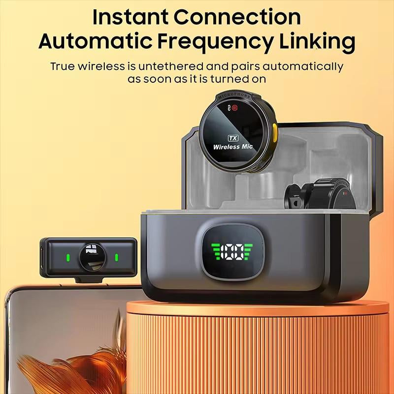 Universal Wireless Lavalier Microphone for Iphone/Android /Laptop, Mini Microphone with Charging Case, Intelligent Noise Reduction, Ultra-Clear Sound, Plug and Play, for Video Recording, Interview, Vlog, Tiktok