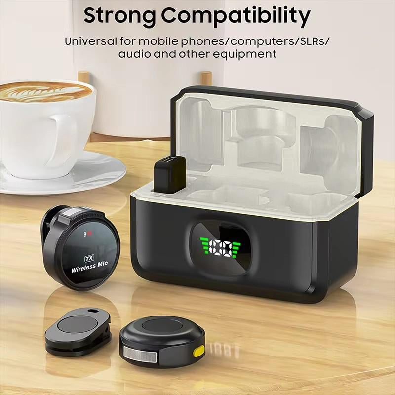 Universal Wireless Lavalier Microphone for Iphone/Android /Laptop, Mini Microphone with Charging Case, Intelligent Noise Reduction, Ultra-Clear Sound, Plug and Play, for Video Recording, Interview, Vlog, Tiktok