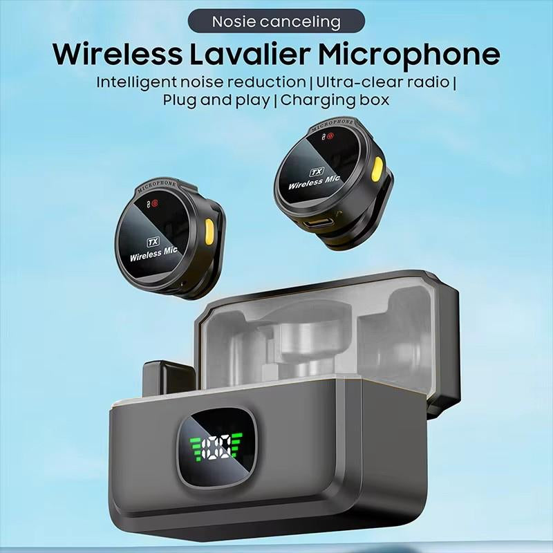Universal Wireless Lavalier Microphone for Iphone/Android /Laptop, Mini Microphone with Charging Case, Intelligent Noise Reduction, Ultra-Clear Sound, Plug and Play, for Video Recording, Interview, Vlog, Tiktok