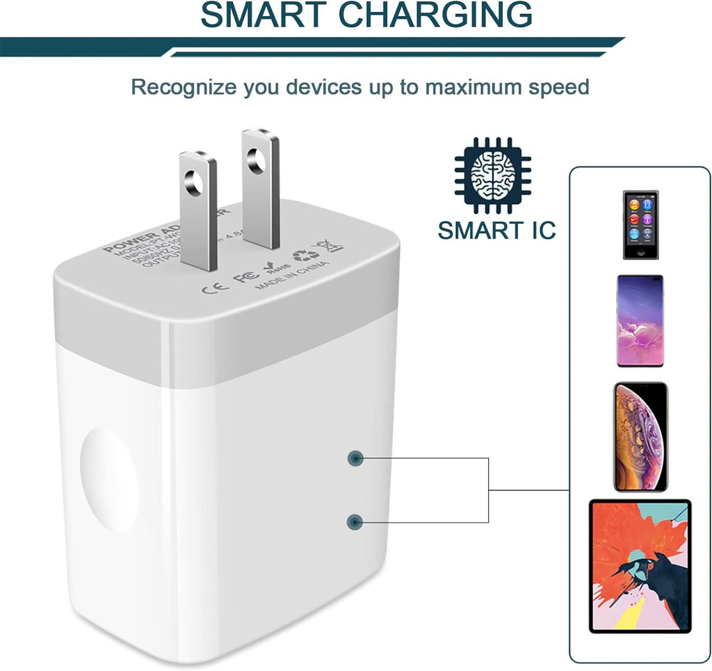 USB Charger Adapter, 2-Pack  4.8A 4-Muti Port Phone Wall Plug Fast Charging Block Box for Iphone 17 16 15 14 13 12 Pro Max 11 SE 10 XR XS, Samsung Galaxy, Moto, LG, Pixel, Power Cube Base Brick