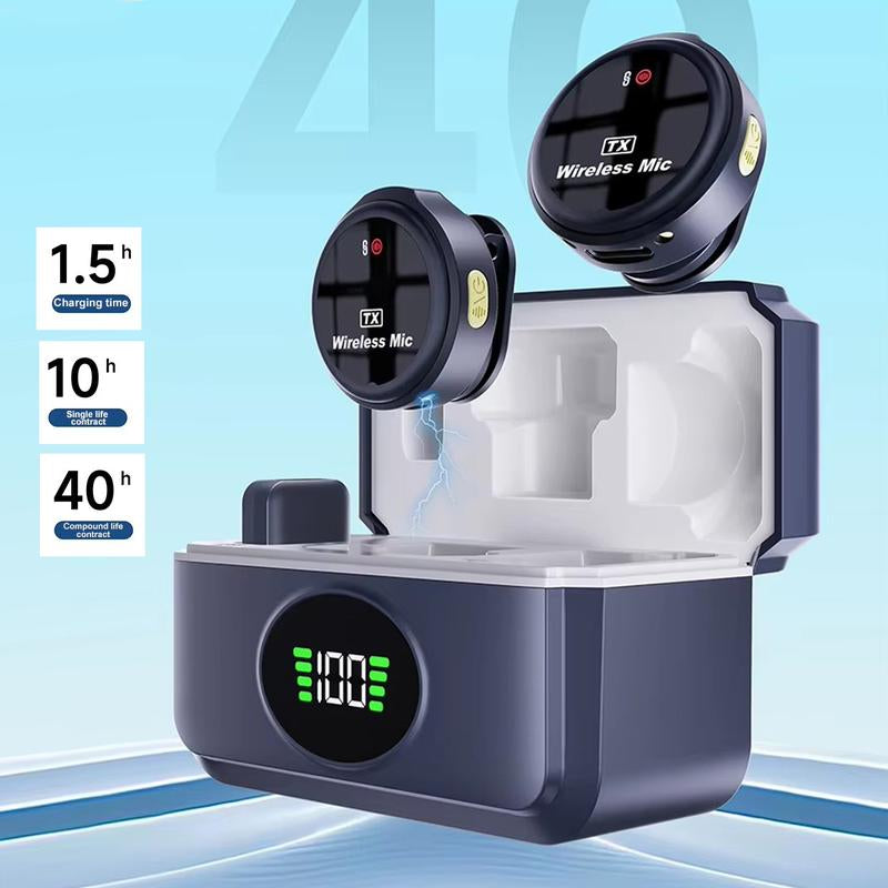 Universal Wireless Lavalier Microphone for Iphone/Android /Laptop, Mini Microphone with Charging Case, Intelligent Noise Reduction, Ultra-Clear Sound, Plug and Play, for Video Recording, Interview, Vlog, Tiktok