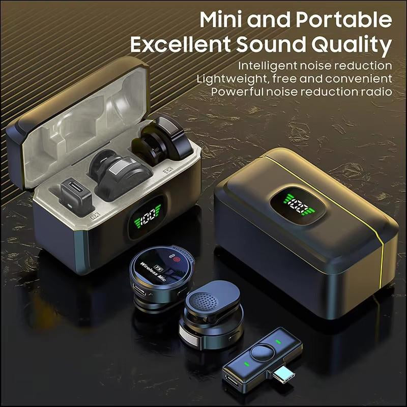 Universal Wireless Lavalier Microphone for Iphone/Android /Laptop, Mini Microphone with Charging Case, Intelligent Noise Reduction, Ultra-Clear Sound, Plug and Play, for Video Recording, Interview, Vlog, Tiktok