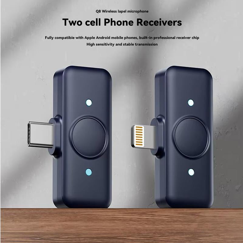 Universal Wireless Lavalier Microphone for Iphone/Android /Laptop, Mini Microphone with Charging Case, Intelligent Noise Reduction, Ultra-Clear Sound, Plug and Play, for Video Recording, Interview, Vlog, Tiktok
